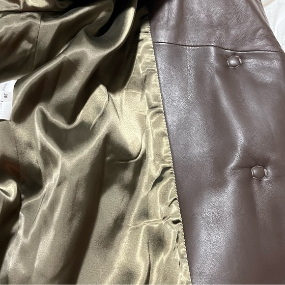 Brown Leather Belted Winter Puffer Jacket - Picture 11 of 14